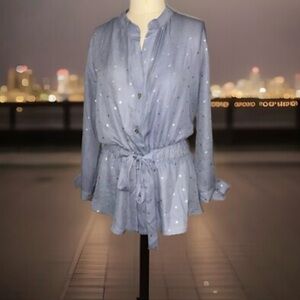 Sweet Rain Blue Polka Dot Blouse